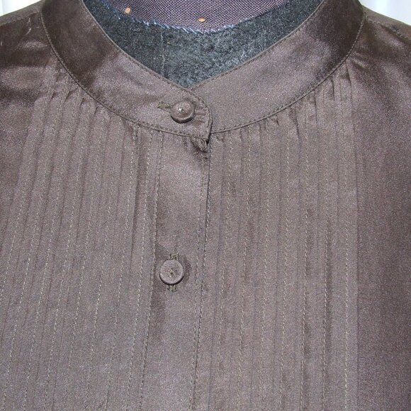 Rich Brown Silk Blouse Tunic Top Women's Size XL - Picture 2 of 4
